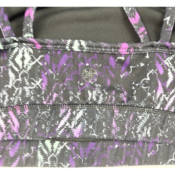 Gaiam Racerback Sports Bra Yoga Workout Black Purple Size Large - Picture 5 of 7